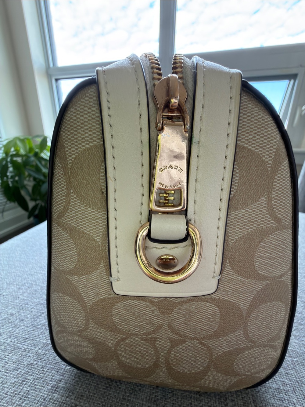 Coach Rowan Satchel Crossbody Signature Canvas Gold Khaki Chalk - Picture 8 of 11